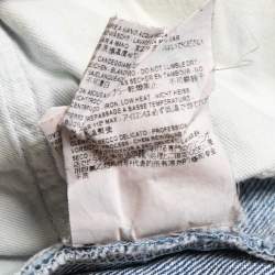 Pre Owned Balenciaga Blue Logo Printed Denim High Waist Straight Leg Jeans S Waist 24"