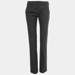Pre Owned Balenciaga Black Wool Blend Pleated Straight Fit Trousers M