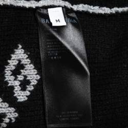 Pre Owned Balenciaga Grey All Over Logo Patterned Wool Blend Crew Neck Jumper M