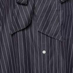 Pre Owned Balenciaga Black Striped Cotton Neck Tie Detail Oversized Shirt XS