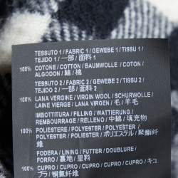 Balenciaga Black Denim & Checkered Wool Button Front Long Coat S