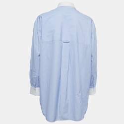 Pre Owned Balenciaga Blue/White Striped Cotton Paneled Shirt M