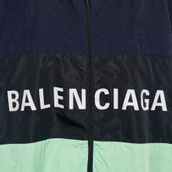 Pre Owned Balenciaga Color Block Logo Oversized Zip Up Jacket M