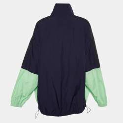Pre Owned Balenciaga Color Block Logo Oversized Zip Up Jacket M