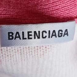 Balenciaga Pink Logo Intarsia Wool Knit Button Front Cardigan XS