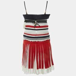 Pre Owned Balenciaga Multicolor Silk & Wool Strappy Mini Dress M