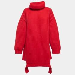 Pre Owned Balenciaga Red Wool Knit Turtle Neck Sweater M