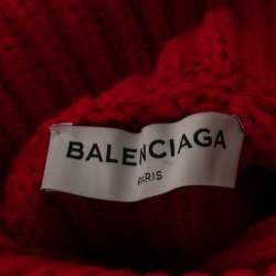 Pre Owned Balenciaga Red Wool Knit Turtle Neck Sweater M