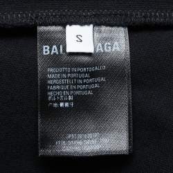 Balenciaga Black Logo Print Cotton Half Sleeve T-Shirt L