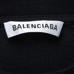 Balenciaga Black Logo Print Cotton Half Sleeve T-Shirt L