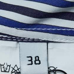 Pre Owned Balenciaga Blue Striped Cotton Oversized Spring Tag Shirt M