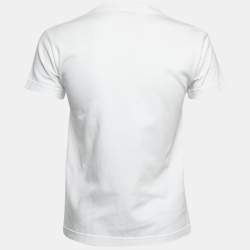 Pre Owned Balenciaga White Logo Print Cotton Short Sleeve T-Shirt XS