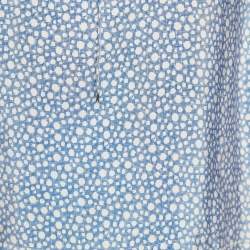 Pre Owned Balenciaga Blue Printed Silk Oversized Mini Dress S