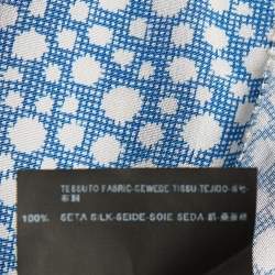 Pre Owned Balenciaga Blue Printed Silk Oversized Mini Dress S