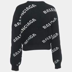 Balenciaga Black All-Over Logo Wool-Blend Jumper S