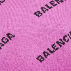 Balenciaga Pink All-Over Logo Wool Jumper S