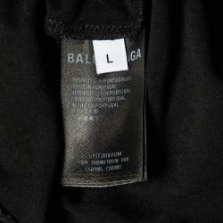Pre Owned Balenciaga Black All Over Logo Print Knit Long Sleeve T-Shirt L
