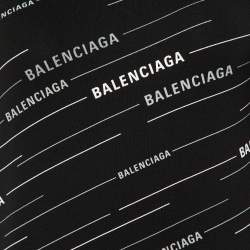 Pre Owned Balenciaga Black All Over Logo Print Knit Long Sleeve T-Shirt L