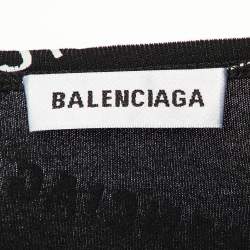 Pre Owned Balenciaga Black All Over Logo Print Knit Long Sleeve T-Shirt L