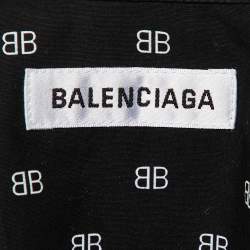 Pre Owned Balenciaga Black Logo Printed Cotton Oversized Shirt S