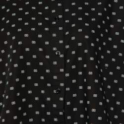 Pre Owned Balenciaga Black Logo Printed Cotton Oversized Shirt S