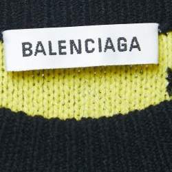 Pre Owned Balenciaga Black All-Over Logo Patterned Wool Jumper S