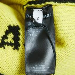 Pre Owned Balenciaga Black All-Over Logo Patterned Wool Jumper S