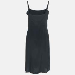 Pre Owned Balenciaga Black Crepe Strappy Midi Dress M