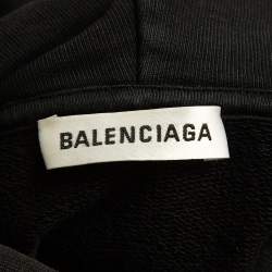 Pre Owned Balenciaga Black Logo Print Cotton Hoodie S