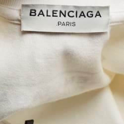 Balenciaga Off-White Cotton Cropped Half Sleeve Sweatshirt L