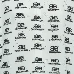 Pre Owned Balenciaga White Logo Printed Viscose Oversized Shirt M