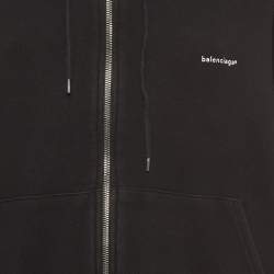 Pre Owned Balenciaga Black Cotton Oversized Zip-Up Hoodie S