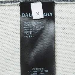 Balenciaga Grey Logo Intarsia Wool Knit Sweater S