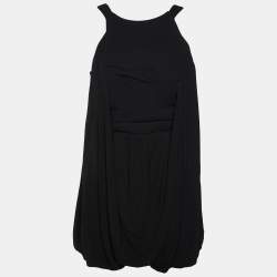 مملوكة مسبقًا Balenciaga Black Crepe Gathered Mini Dress L