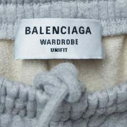 Pre Owned Balenciaga Grey Logo Embroidered Cotton Oversized Track Pants M