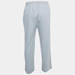 Pre Owned Balenciaga Grey Logo Embroidered Cotton Oversized Track Pants M