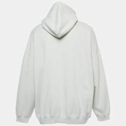 Pre Owned Balenciaga Grey Paris Fashion Week Print Cotton Hooded Sweatshirt XS