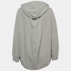 Balenciaga Grey Logo Print Cotton Zip Front Hooded Sweatshirt XS