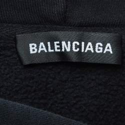Pre Owned Balenciaga Black BB Mode Print Cotton Hoodie L