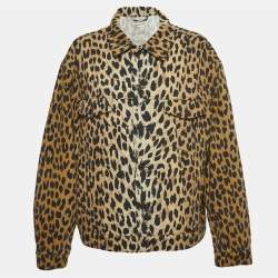 مملوكة مسبقًا Balenciaga Brown Leopard Print Denim Oversized Jacket S