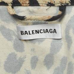 مملوكة مسبقًا Balenciaga Brown Leopard Print Denim Oversized Jacket S