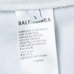 Pre Owned Balenciaga Grey Distressed Cotton Graphic Print Hoodie S