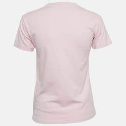 Balenciaga Pink Logo Print Cotton Jersey T-Shirt XS