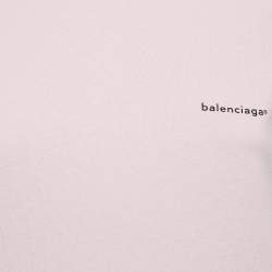 Balenciaga Pink Logo Print Cotton Jersey T-Shirt XS