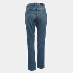 Pre Owned Balenciaga Blue Tube Denim High Rise Jeans M Waist 28''