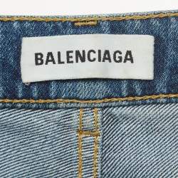 Pre Owned Balenciaga Blue Tube Denim High Rise Jeans M Waist 28''