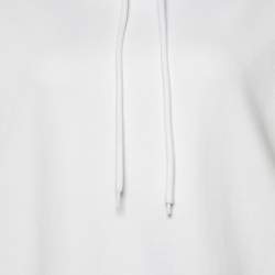 Pre Owned Balenciaga White Logo Print Cotton Hooded Sweatshirt M