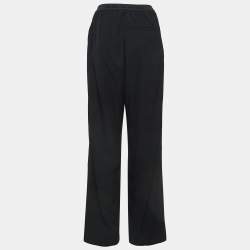 Pre Owned Balenciaga Black Crepe Waist Band Logo Detail Pants M