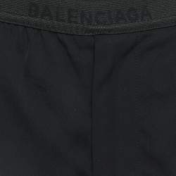 Pre Owned Balenciaga Black Crepe Waist Band Logo Detail Pants M