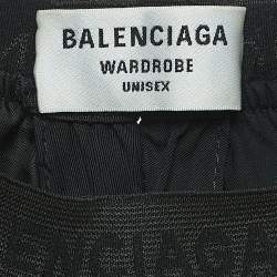 Pre Owned Balenciaga Black Crepe Waist Band Logo Detail Pants M
